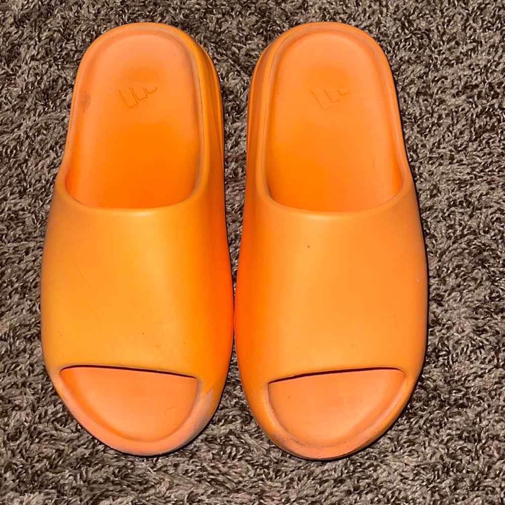 Orange Yeezy slides